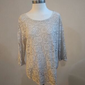 Chico's Soft Lace Top - Light Gray